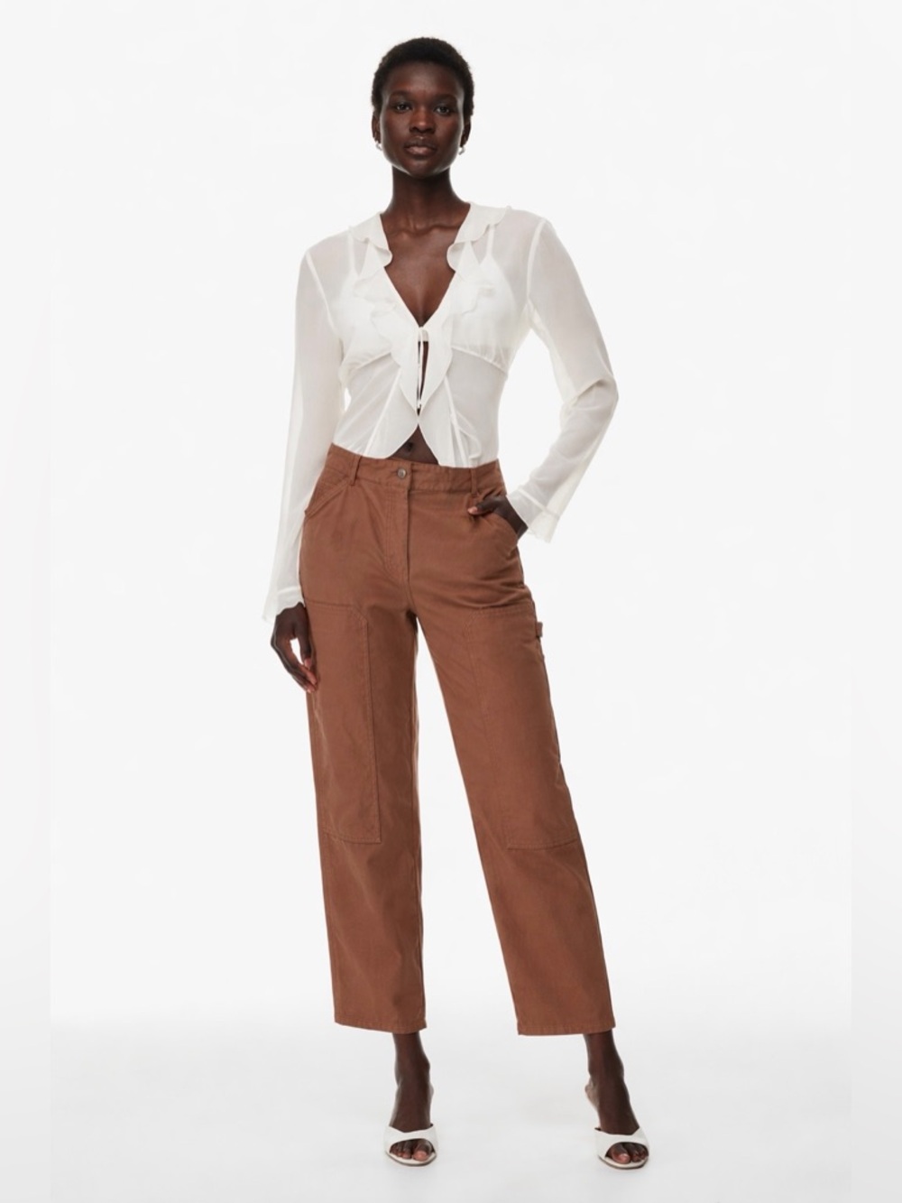 Wilfred Free Brown Utility Carpenter Pants High Rise Straight Leg Size 6